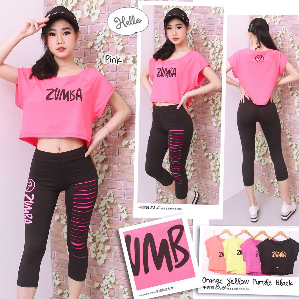 Atasan Kaos Senam Zumba Loose Crop