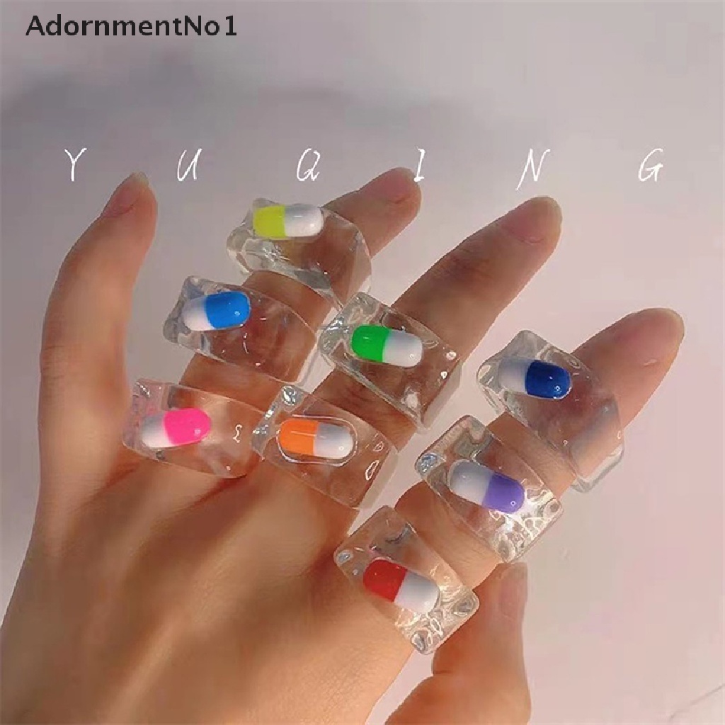 (AdornmentNo1) Cincin Bentuk Kapsul Bahan Akrilik Model Vintage Untuk Wanita