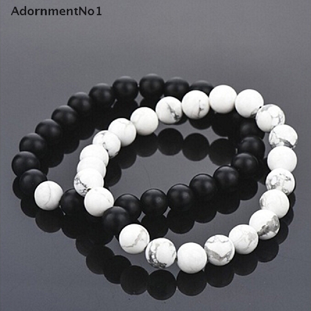 (AdornmentNo1) 2pcs / Set Gelang Manik Lava Tulisan His &amp; Hers Untuk Pasangan / Pria / Wanita