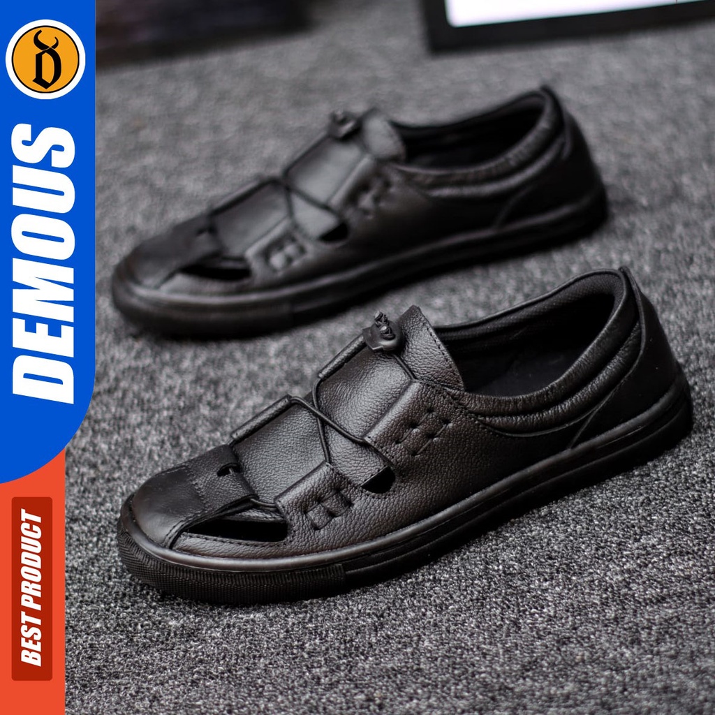 DEMOUS Lanax - Sepatu Slip On Casual Pria Kulit Asli