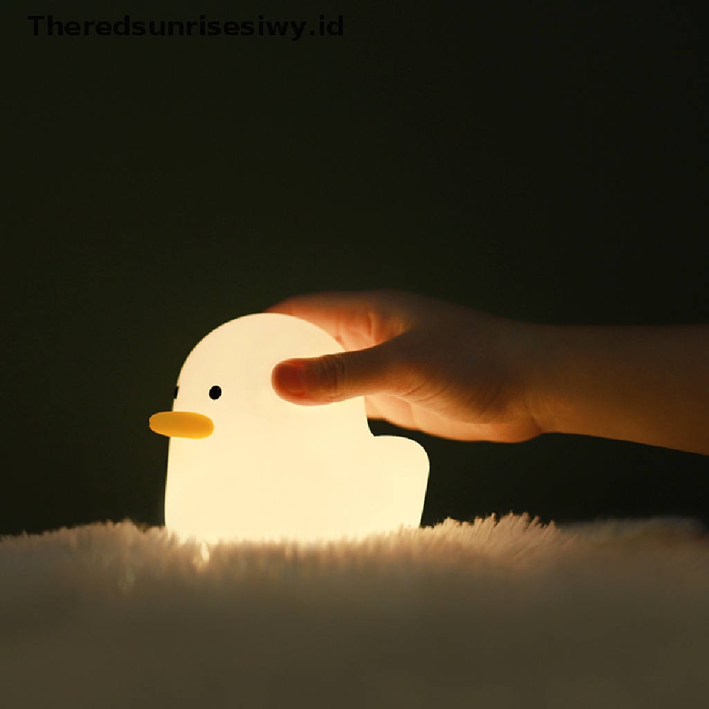 (Theredsunrisesiwy.Id) Lampu Malam Led Bentuk Bebek Lucu Bahan Silikon Dengan Sensor Sentuh Untuk Bayi