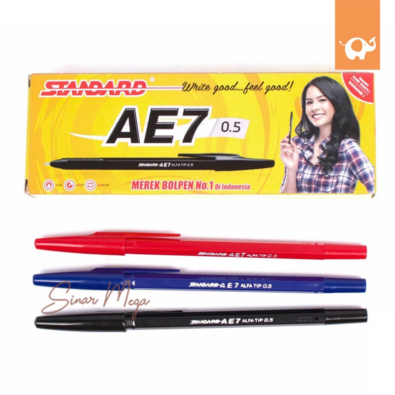 

Standard Pulpen Ball Pen Pena AE 7 AE7 0.5 Merah / Biru / Hitam Murah MURAH ORI Baru