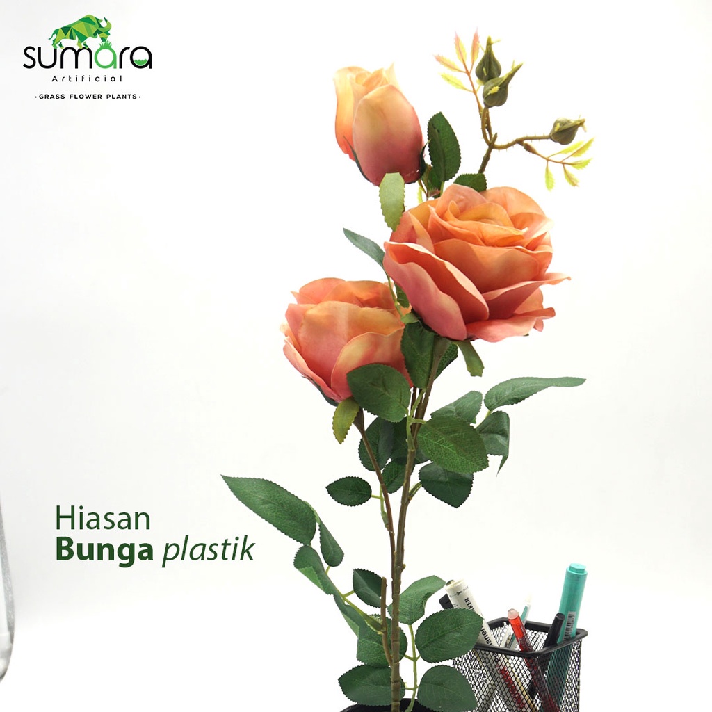 Bunga Mawar Peach Sintetis