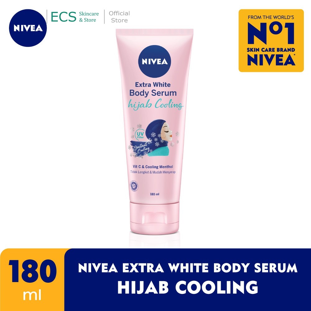 NIVEA EXTRA WHITE BODY SERUM HIJAB COOLING UV Vilter 180 ml - Vit C &amp; Coolong Menthol Menyejukkan Suhu Kulit - Hanbody Handbody Hand Body Hanbodi Handbodi