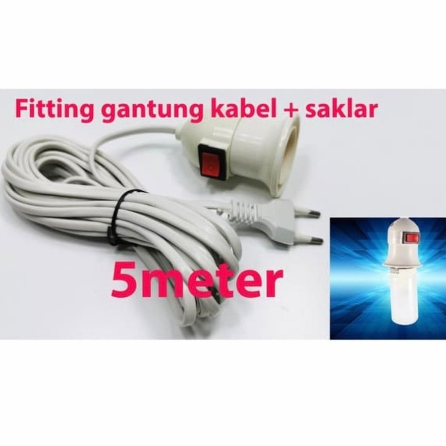 Fitting Gantung Bohlam Lampu Saklar Fiting Socket + Panjang Kabel 5 M / Fitting Lampu Berkualitas