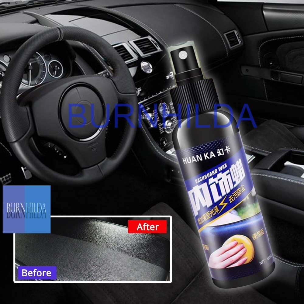 Semir Ban Jok Karpet Car Tire Dashboard Waxing 120ml Car Interior Maintenance Tool Multi-function Cleaning Wax Spray for Car Plastic Leather Dashboard and Home Use mobil motor burnhilda