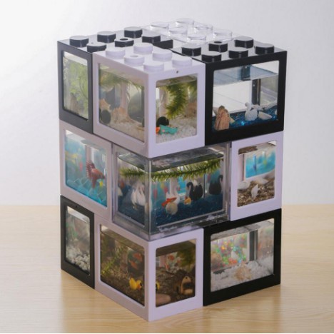 Akuarium Mini Soliter Solitare Ikan Cupang Akrilik Aquarium Mini Acrylic 12x8x10.5 cm - Black