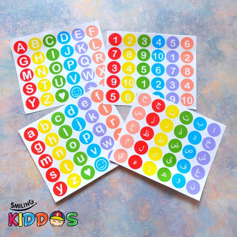 Sticker Alphabet Abjad Huruf Besar Angka Hijaiyah Mainan Edukasi Anak Belajar Menempel