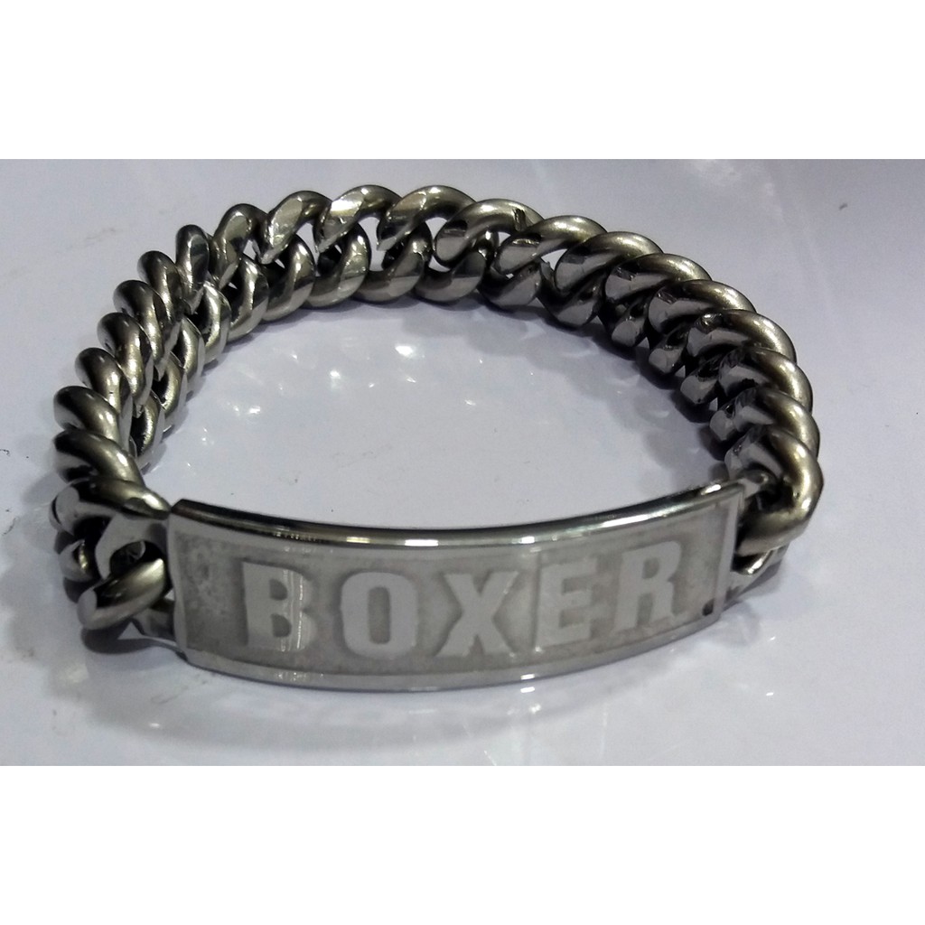Gelang nama anti karat|Gelang Boxer|Gelang Plat nama|Gelang Besi putih