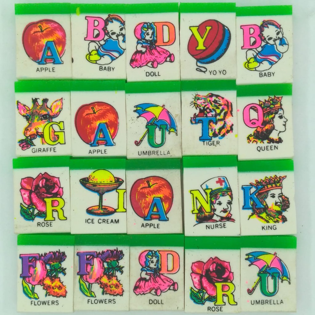 

penghapus pensil model abjad jadul