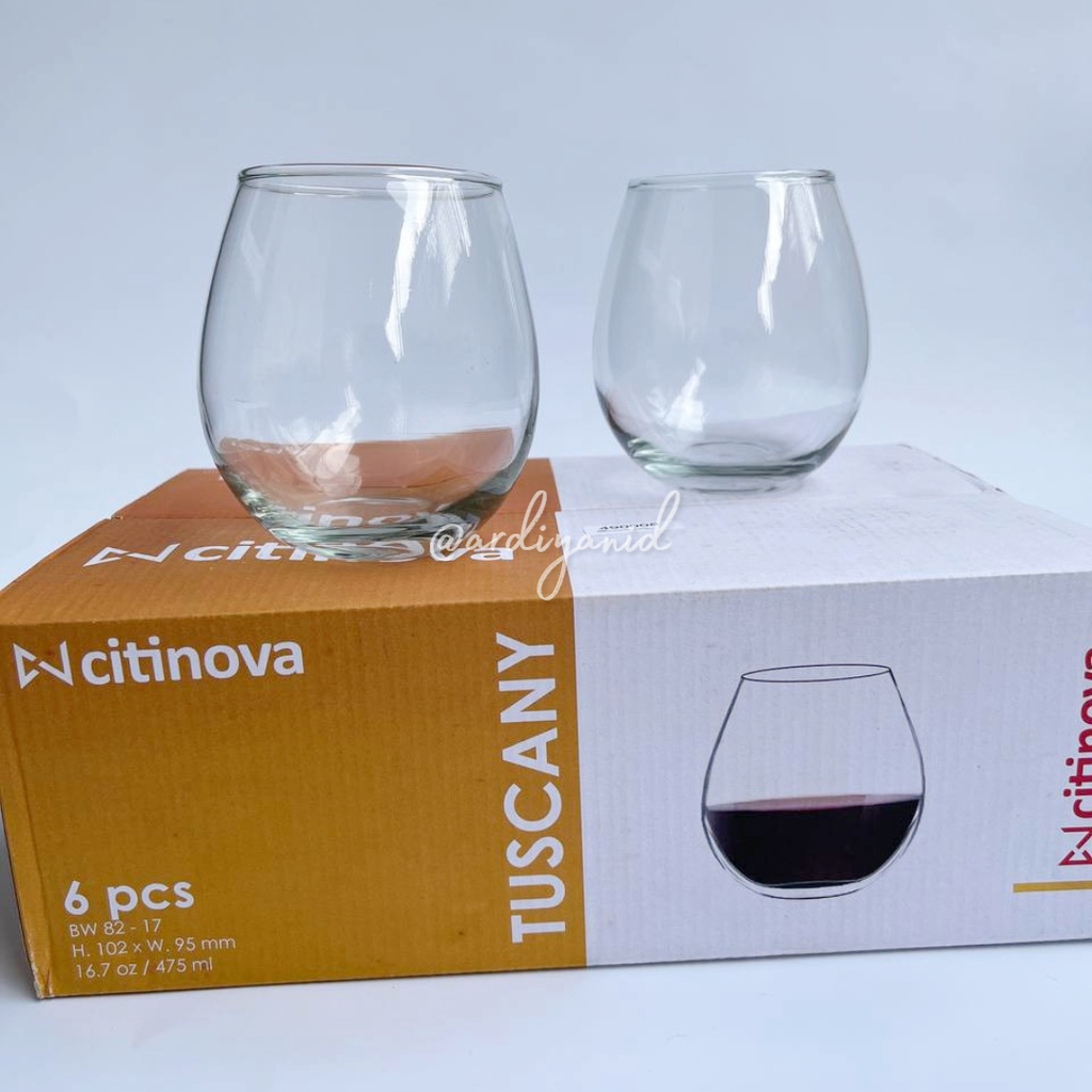 Gelas Kaca Set Bulat Isi 6pcs Seri Tuscany Merek Citinova | Gelas Unik| Gelas Cafe | Hampers Kado Gelas | Souvenir Gelas-6