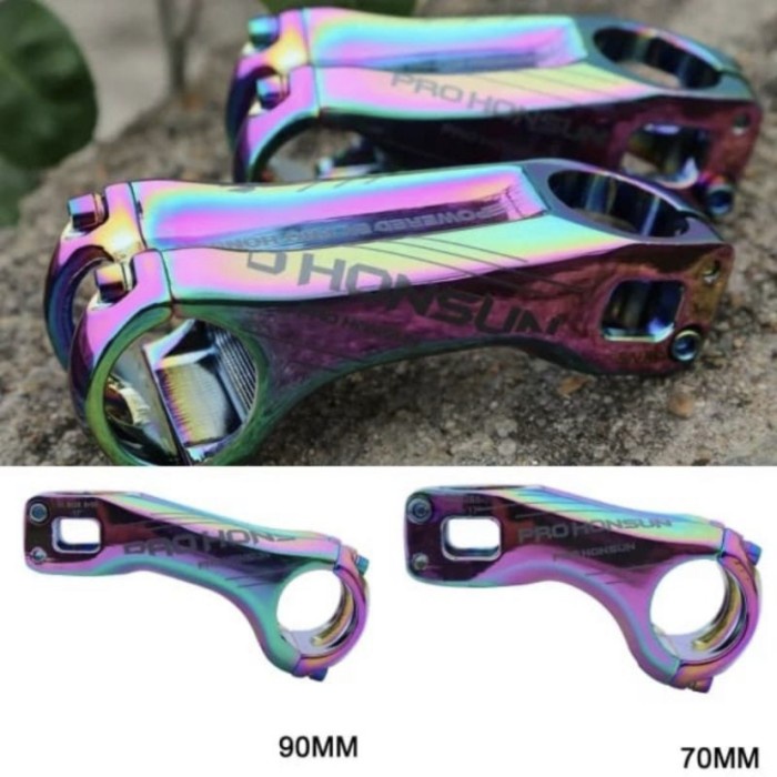 Stem Pro Honsun warna Rainbow 70mm 90mm 17 derajat Oversize Alloy