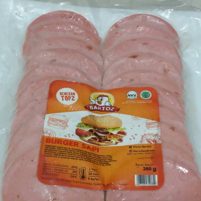 DAGING BURGER SAPI BARTOZ 280 GRAM ISI 20