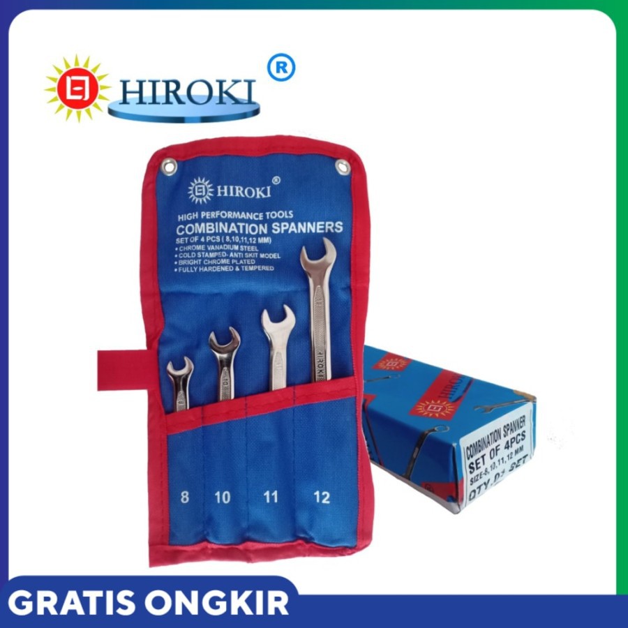 HIROKI set spanner pas 4pcs combination ring Asli kunci