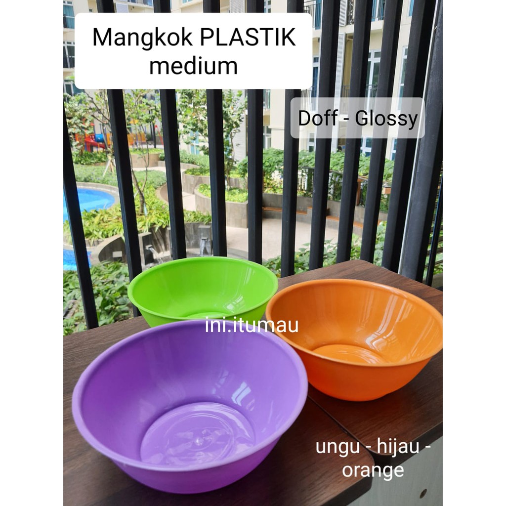 MANGKOK PLASTIK edw-mk99 WARNA WARNI ungu hijau orange Bulat / Mangkok kuah / Mangkuk Kecil Sup 15cm