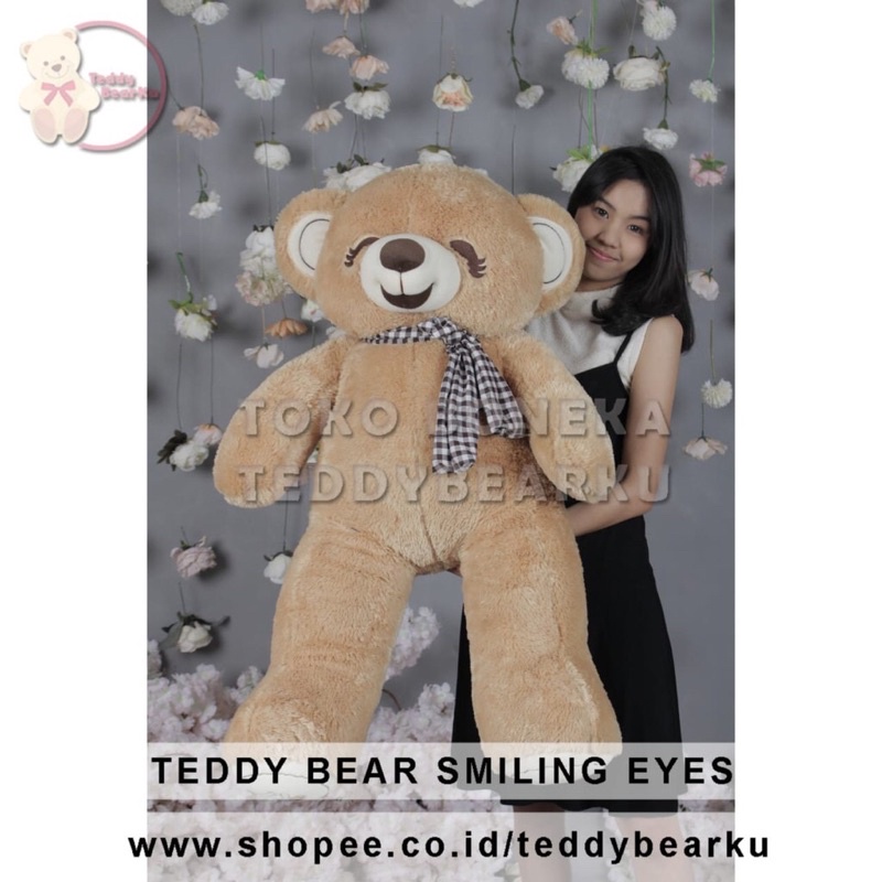 Boneka Beruang Senyum SMILING EYES Lucu Size JUMBO 1Meter Label SNI