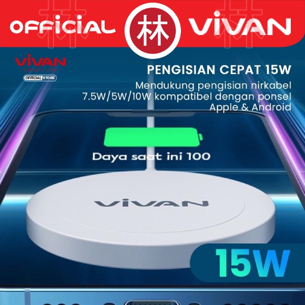 Vivan VWC03 Wireless Quick Charger 15W Max for Apple iPhone &amp; Android