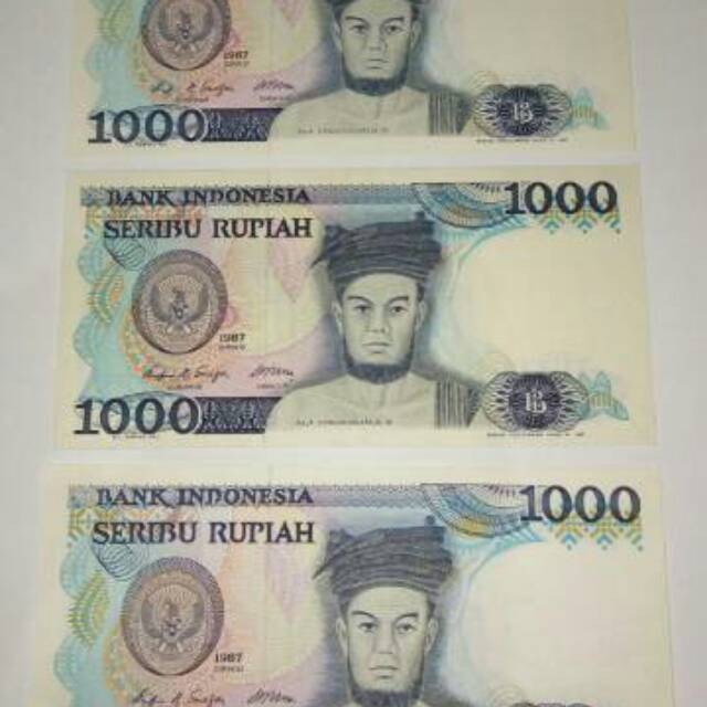 Uang 1000 Rupiah seri Sisingamangaraja tahun 1987, uang kertas kuno koleksi, uang lama