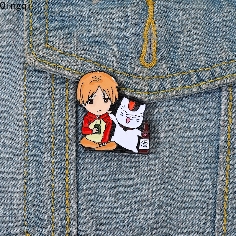 Bros Pin Enamel Desain Anime Natsume Yuujinchou Book of Friends Takashi Maneki Neko Nyanko Sensei Madara