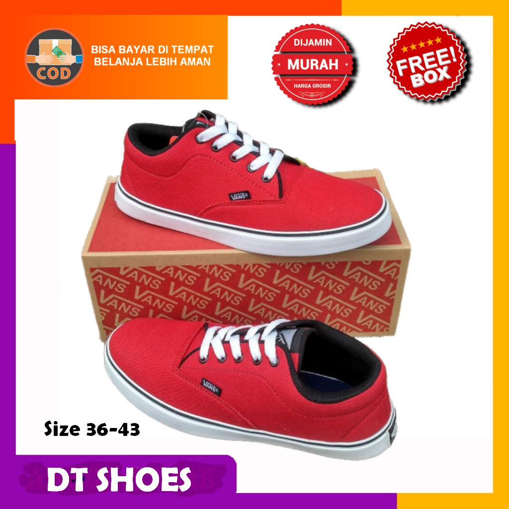 Bisa COD Sepatu Vans Authentic Era Merah Casual Sneakers