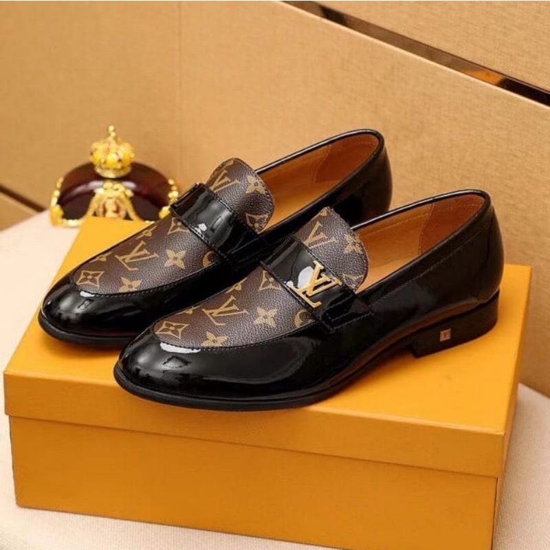 sepatu formal lou is vuitton pantofel pria lv resmi kulit asli mirror quality