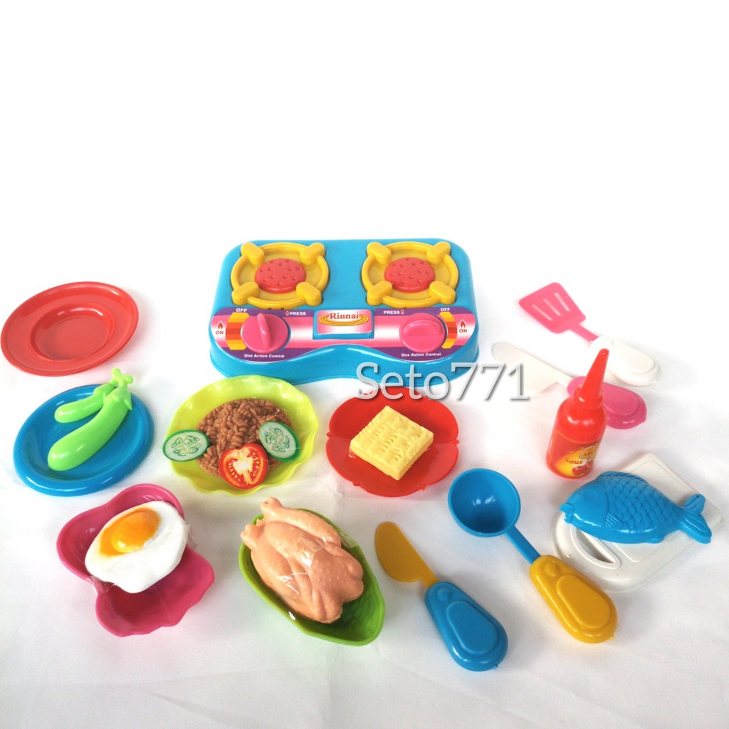 Edukatoys Masak2an set Mainan Peralatan dapur masakan nasi goreng, ayam, dan peralatan masak