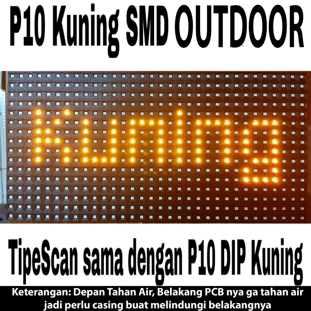 Panel Modul LED P10 Kuning SMD OUTDOOR HUB12 32x16cm