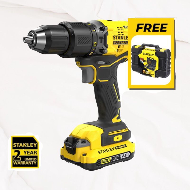 STANLEY SBD715D2K brushless hammer drill 20v Free STA885488-XJ 100Pcs