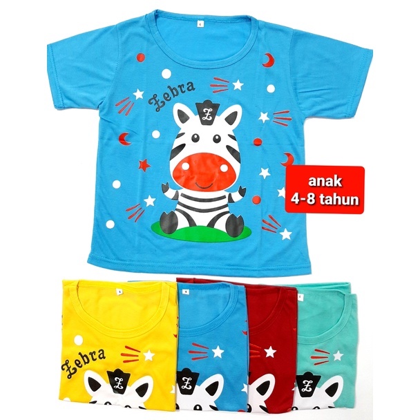 Kaos Anak laki laki 4 - 8 tahun oblong pakaian atasan baju cowok murah zebra grosir