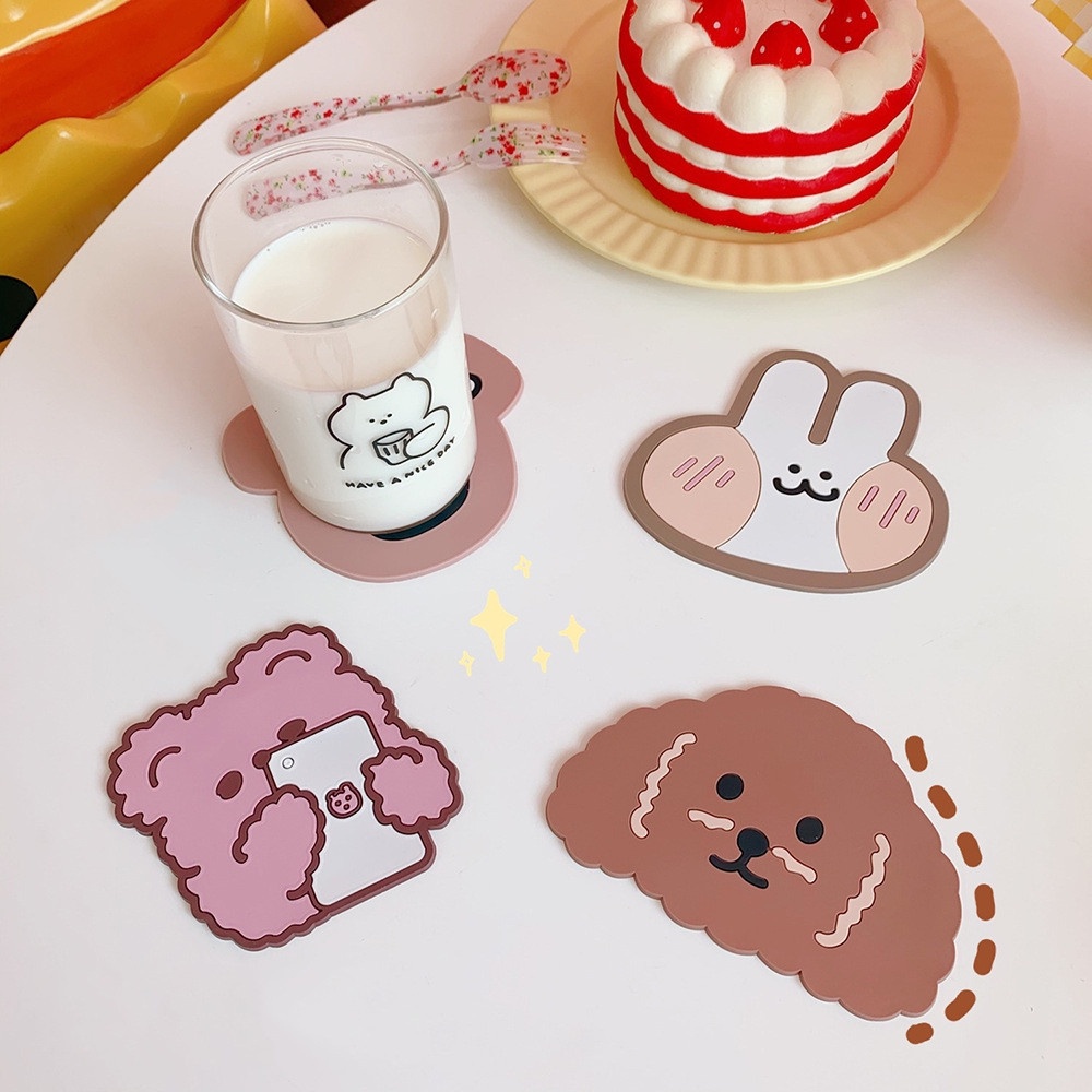 SUYOU New Animal Heat Insulation Mat Cartoon Bowl Pad Non-slip Coasters Insulation Cute Family Office Table Padding Placemat Tea Cup Milk Mug Coffee Cup Cup Mats