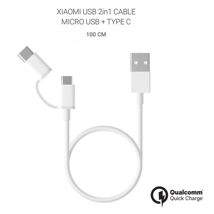 Kabel USB 2in1 Micro USB Type C Type-C Charger Cable