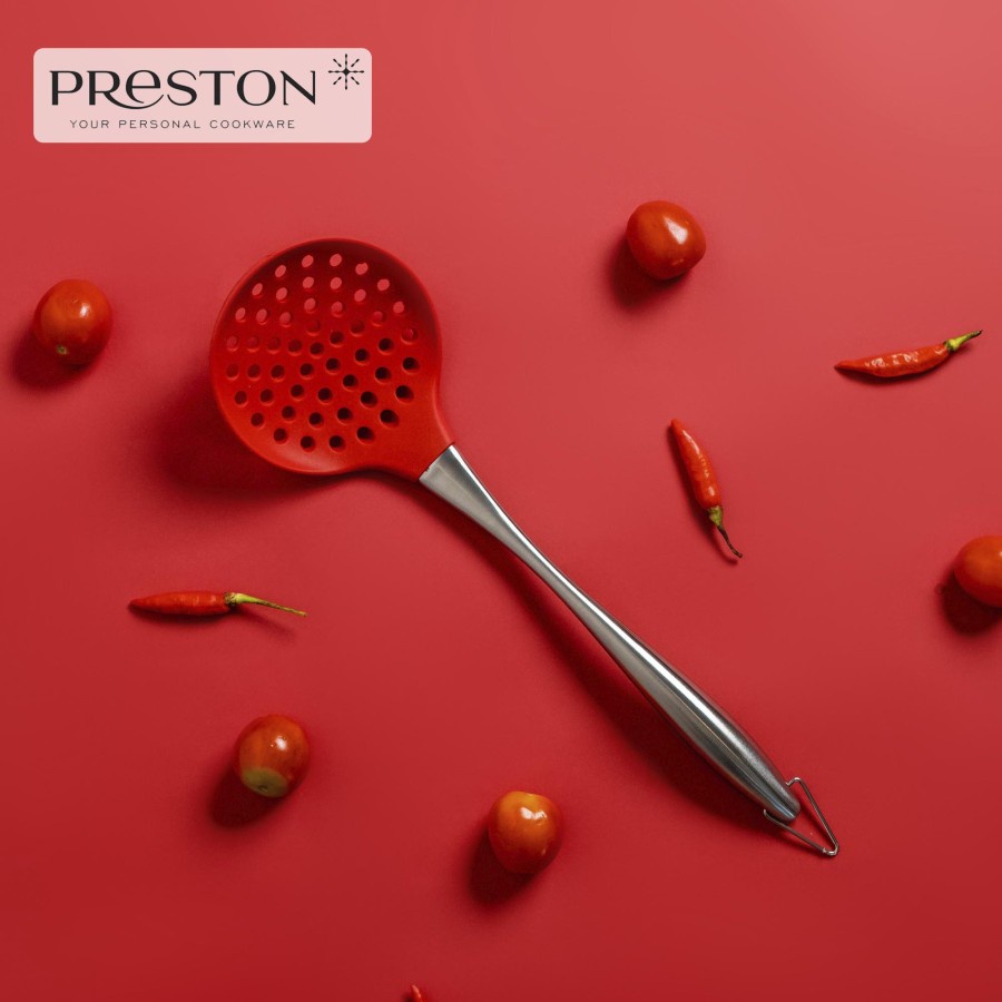 PRESTON COOKWARE SKIMMER - Preston Skimmer Spatula MERAH - Sutil Masak Silikon Food Grade