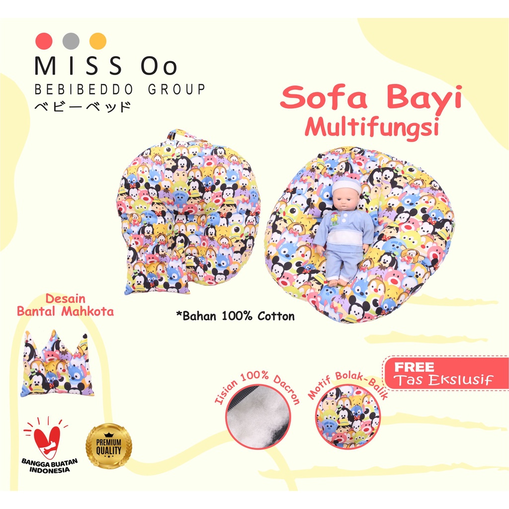 Cod 2 in 1 sofa bayi/ baby launger free bantal mahkota bayi motip triangel