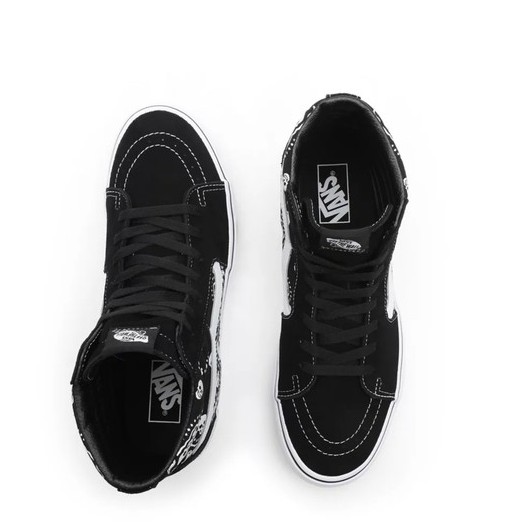 SEPATU VANS OFF THE WALL | SK8 HI BANDANA BLACK / TRUE WHITE