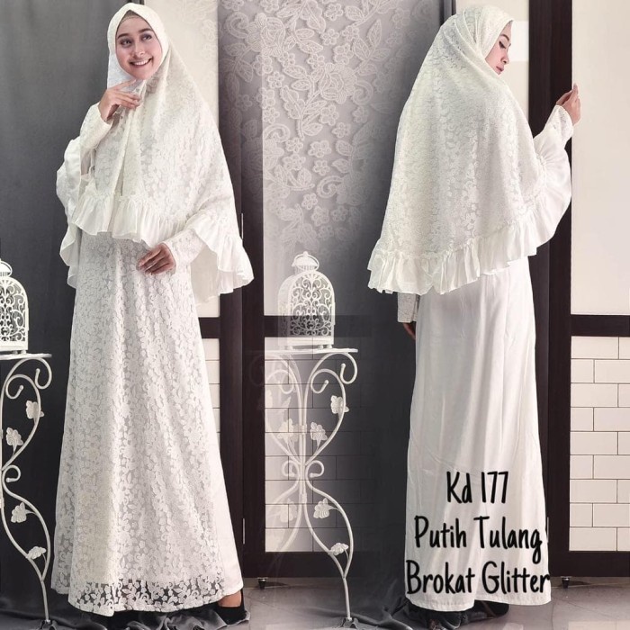 TERLARIS gamis putih JUMBO set 3L 4L 5L Lebaran, kualitas bagus, big size 01 - XXL