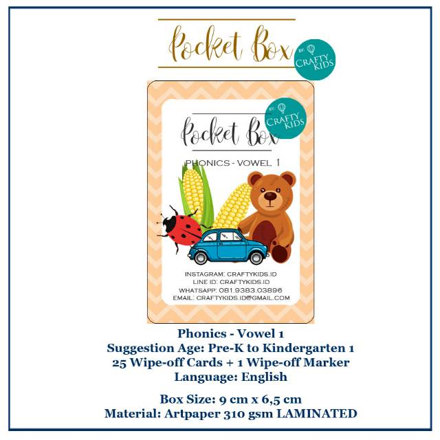 Pocket Box by Crafty Kids : Phonics - Vowel 1