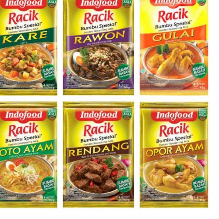 

Indofood Racik Bumbu Instan Rawon Gulai Opor ayam Soto ayam Kari Rendang