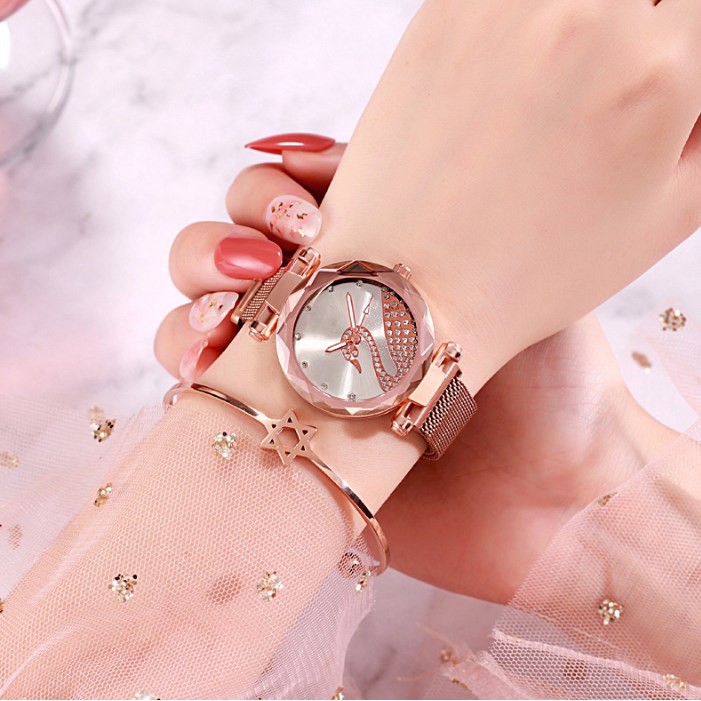 Jam Tangan Mewah Angsa SWAN A95 Magnet Mesh Korea Fashion Women's Wrist Watches