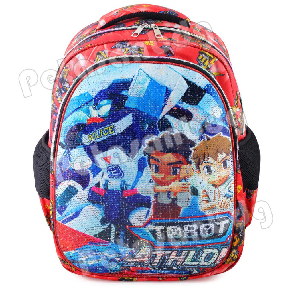 PTS - Ransel Sekolah Anak Karakter Tobot &amp; Tayoe - Mission Ice - Ransel Model Usap/Swipe Boys + FREE BOT