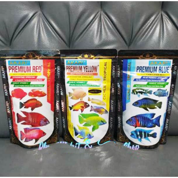 Akari Premium Red Blue Yellow Tropical Xpert Cichlid Louhan Koki Original Pelet Ikan