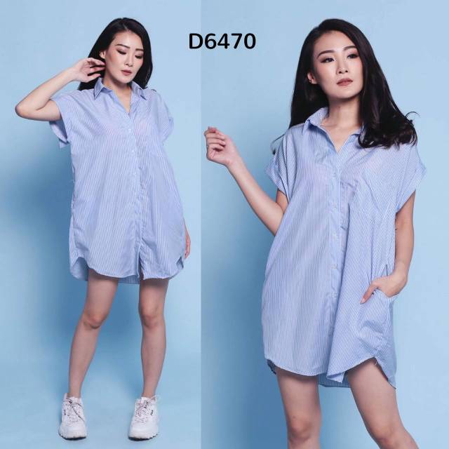 D6470 ZARA STRIPE LONG SHIRT