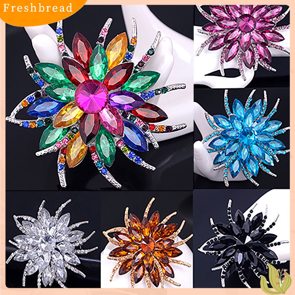 [ TERLARIS]Wedding Bridal Large Flower Shiny Rhinestone Lady Scarf Brooch Pin Jewelry Decor