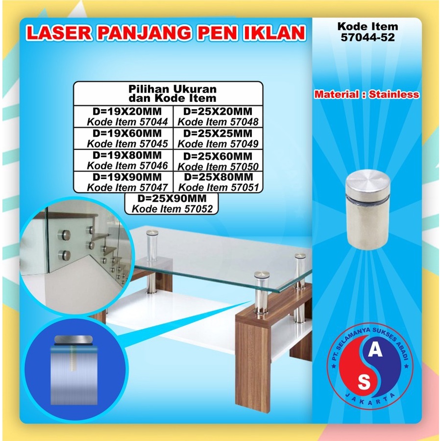 Paku Laser Kaca Paku Iklan Baut Kaca Mur Kaca Sekrup Kaca