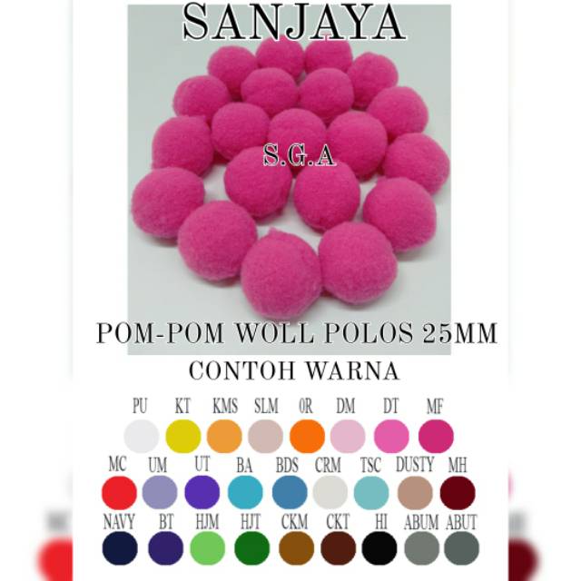 POM POM BOLA / POM POM WOL / POM POM WARNA WARNI / POM POM AKSESORIS / POM-POM WOL POLOS 25MM