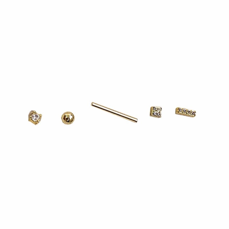 5pcs/1 SET Anting Tusuk Lima Potong Ukuran Kecil Gaya Elegan Aksesoris Fashion