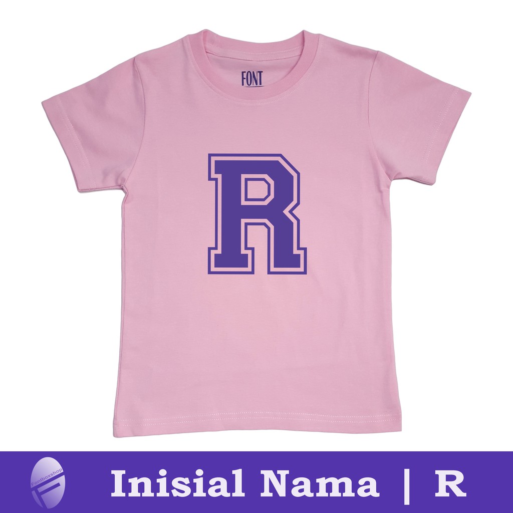Kaos anak huruf R - Kaos anak inisial nama - Baju anak cetak huruf