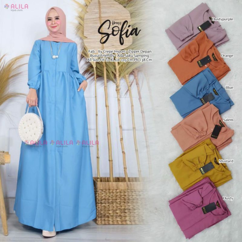SOFIA DRESS/DRESS/GAMIS/DRESS MUSLIM/DRESS MURAH/DRESS WANITA/PAKAIAN MUSLIM WANITA By:Alila