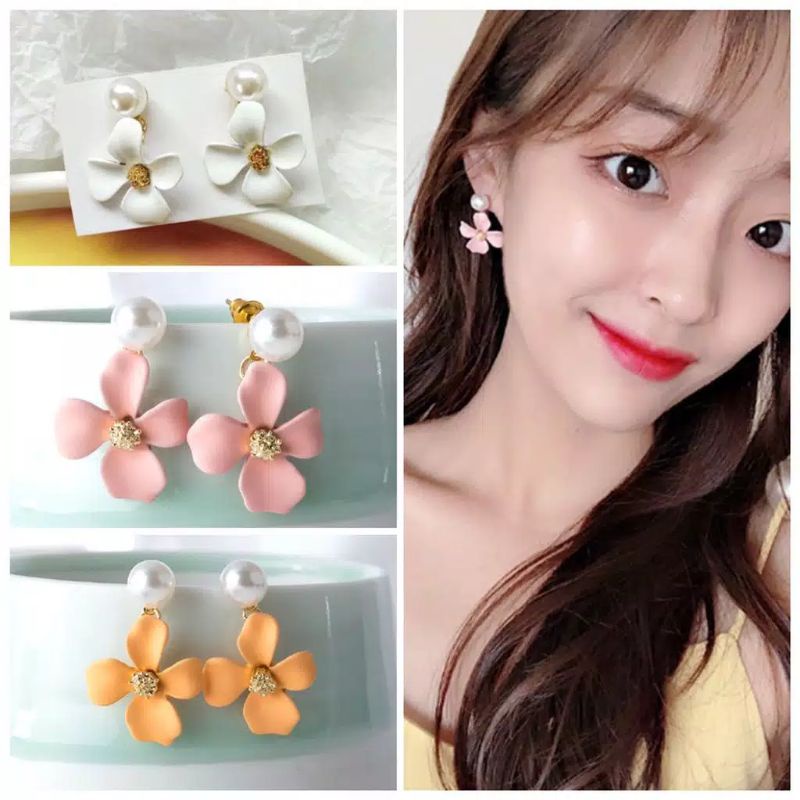 [COD] 1 Pasang Anting Tusuk Wanita Fashion Korea Motif Bunga Anting Tusuk Cantik Elegan Aksesoris Fashion Anting