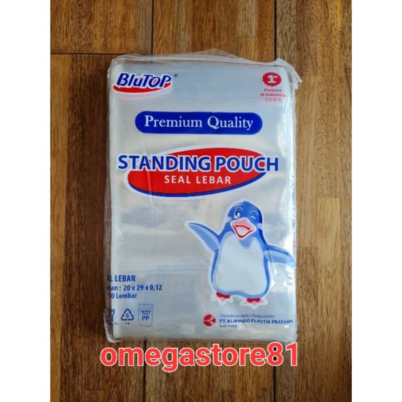 plastik standing pouch stp blutop seal lebar 20x29 cm bening transparan