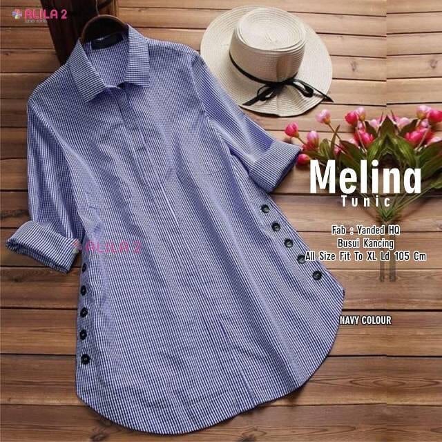 MELINA - Baju Atasan Tunik Terbaru 2021 Baju Lengan Panjang Wanita Kekinian Muslim Jumbo Katun Bukan